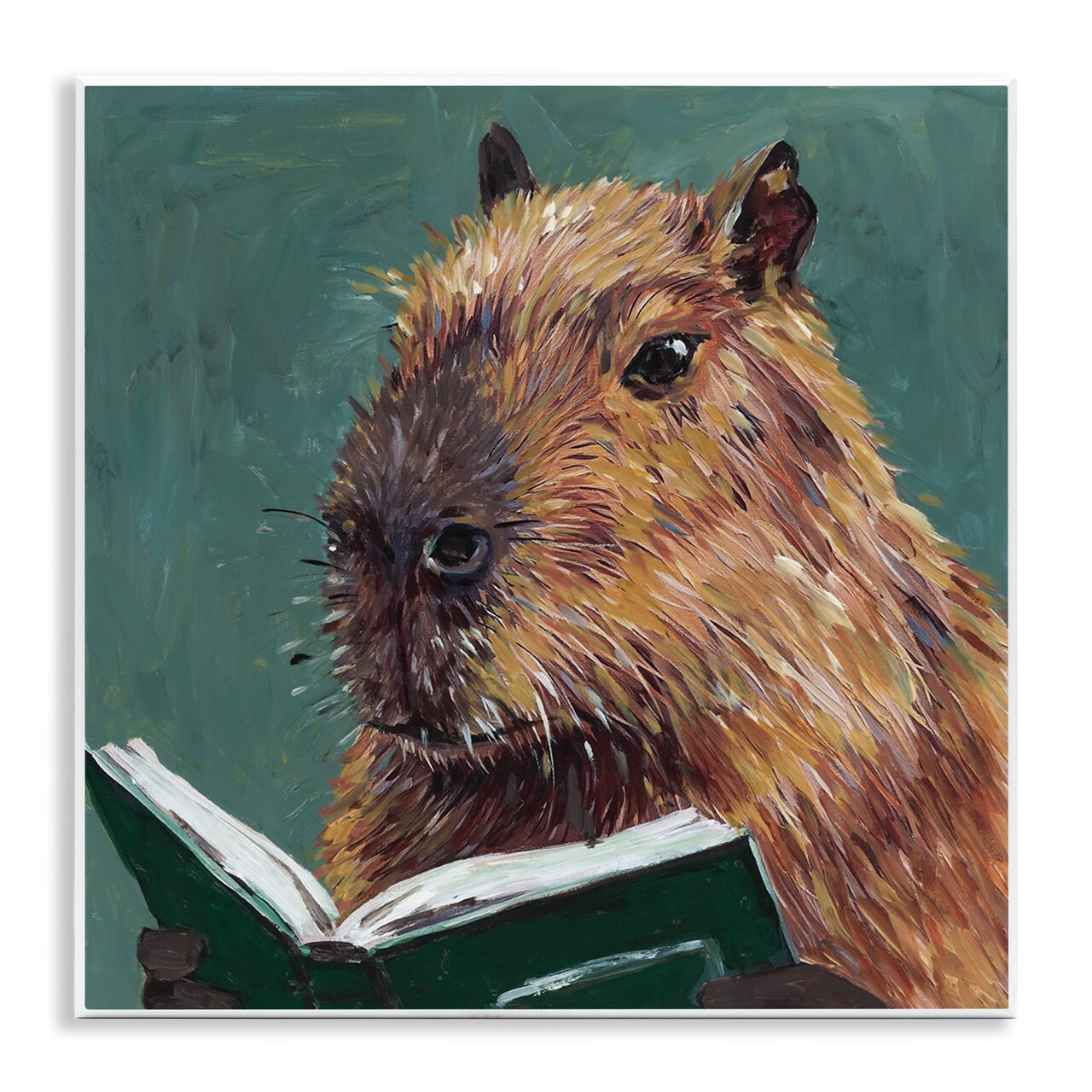Stupell Industries Studious Capybara Reading Wall Plaque, design by Studio Bautista
